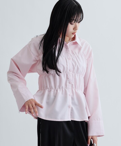 GALLEST（ギャレスト）の「【ZOZO・一部店舗限定】シャーリングビスチェデザインシャツ（シャツ/ブラウス・レディース・ライトブルー/ピンク/ダークグレー/ライトイエロー系・38）」の6枚目の写真