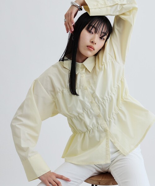 GALLEST（ギャレスト）の「【ZOZO・一部店舗限定】シャーリングビスチェデザインシャツ（シャツ/ブラウス・レディース・ライトブルー/ピンク/ダークグレー/ライトイエロー系・38）」の15枚目の写真