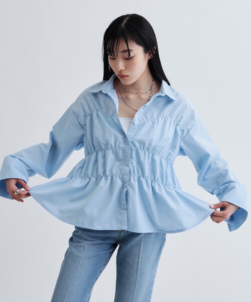 GALLEST（ギャレスト）の「【ZOZO・一部店舗限定】シャーリングビスチェデザインシャツ（シャツ/ブラウス・レディース・ライトブルー/ピンク/ダークグレー/ライトイエロー系・38）」の21枚目の写真