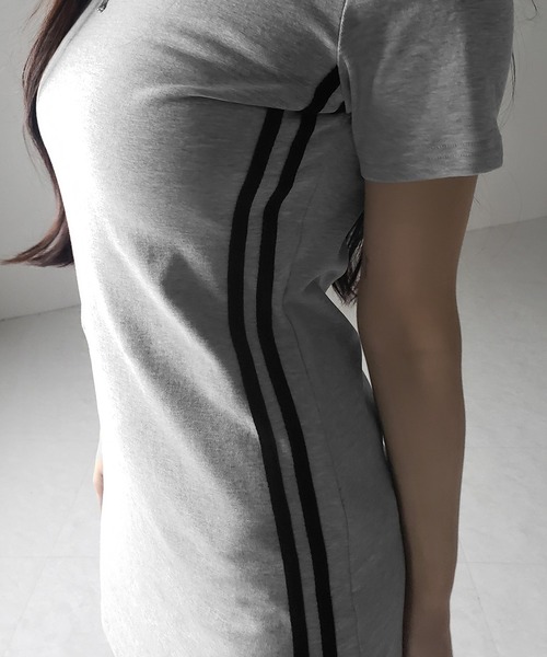 me+em select（ミームセレクト）の「【 ２color 】半袖サイドラインタイトミニワンピース ／ short sleeve side line tight mini onepiece（ワンピース・レディース・グレー/ブラック・FREE）」の11枚目の写真