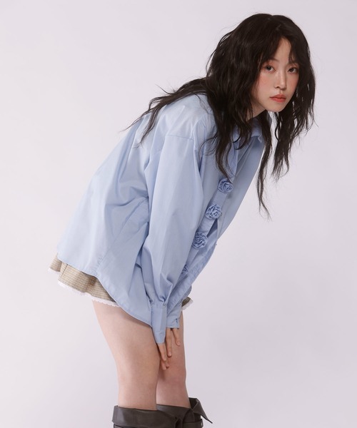 Judin(ジュディン)の「Rose motif button shirt【JD】(シャツ/ブラウス・レディース・ブルー・FREE)」の7枚目の写真