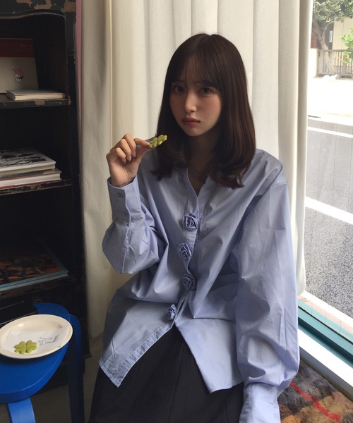 Judin(ジュディン)の「Rose motif button shirt【JD】(シャツ/ブラウス・レディース・ブルー・FREE)」の9枚目の写真