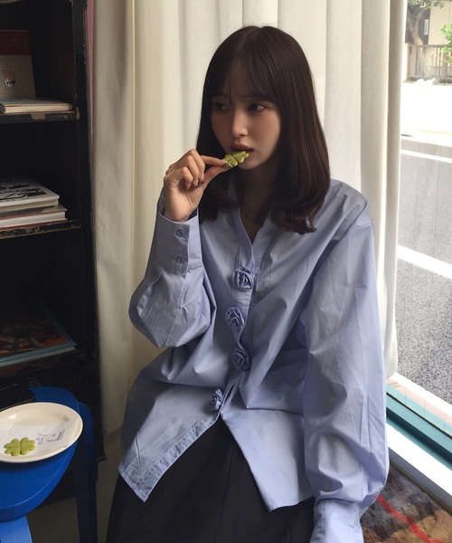 Judin(ジュディン)の「Rose motif button shirt【JD】(シャツ/ブラウス・レディース・ブルー・FREE)」の17枚目の写真