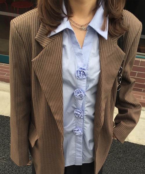 Judin(ジュディン)の「Rose motif button shirt【JD】(シャツ/ブラウス・レディース・ブルー・FREE)」の14枚目の写真