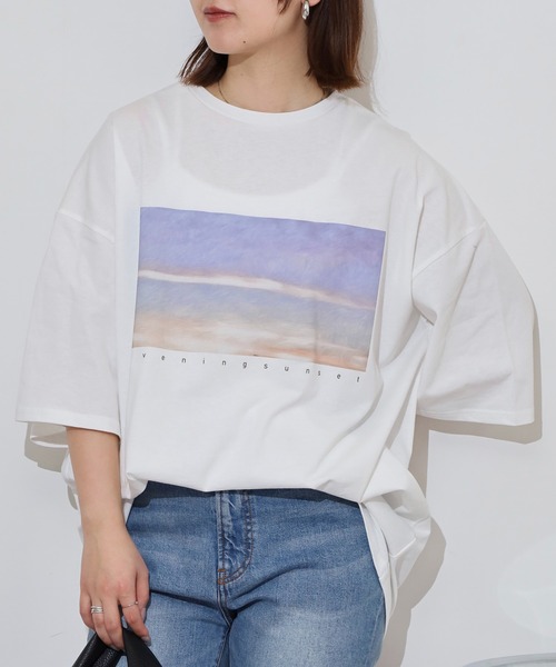FUNALIVE（ファンアライブ）の「転写プリント5分袖Tシャツ（Tシャツ/カットソー・レディース・ブラック/オフホワイト・M）」の3枚目の写真