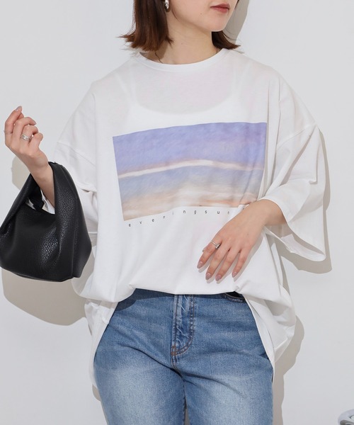 FUNALIVE（ファンアライブ）の「転写プリント5分袖Tシャツ（Tシャツ/カットソー・レディース・ブラック/オフホワイト・M）」の4枚目の写真