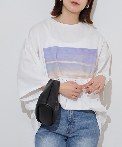 FUNALIVE（ファンアライブ）の「転写プリント5分袖Tシャツ（Tシャツ/カットソー・レディース・ブラック/オフホワイト・M）」の5枚目の写真