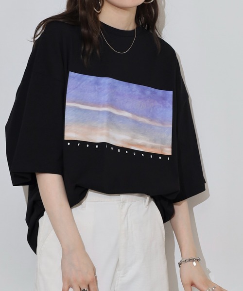 FUNALIVE（ファンアライブ）の「転写プリント5分袖Tシャツ（Tシャツ/カットソー・レディース・ブラック/オフホワイト・M）」の7枚目の写真