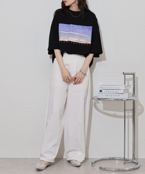 FUNALIVE（ファンアライブ）の「転写プリント5分袖Tシャツ（Tシャツ/カットソー・レディース・ブラック/オフホワイト・M）」の10枚目の写真