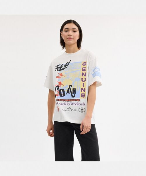 新作★【COACH】サーフ グラフィック Tシャツ リラックスド グラフィック サーフ Tシャツ(Tシャツ/カットソー
