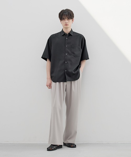 ESSENTIALS WARDROBE（エッセンシャルワードローブ）の「防シワレギュラーカラーベーシック半袖シャツ（シャツ/ブラウス・メンズ・チャコール/ブルー/ブラック/ホワイト・S/M/L/XL）」の18枚目の写真