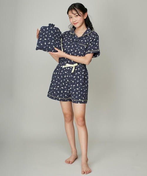 マークバイマークジェイコブス パジャマ ルームウェア KIMONO 巾着ポーチ付 セール】【3点セット】巾着付き総柄プリントルームウェア