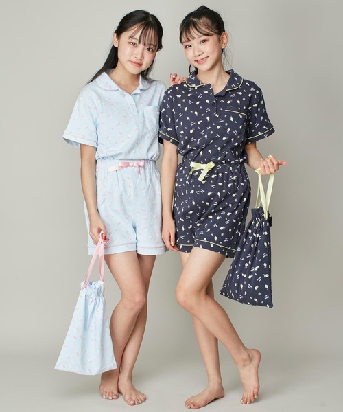 マークバイマークジェイコブス パジャマ ルームウェア KIMONO 巾着ポーチ付 セール】【3点セット】巾着付き総柄プリントルームウェア
