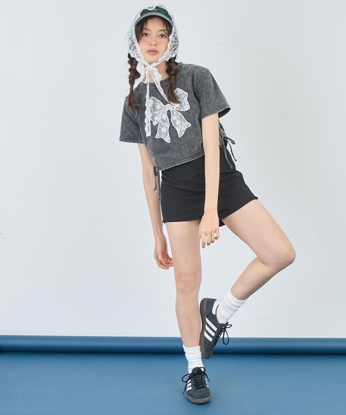 ANAP(アナップ)の「レース リボン ピグメント サイド シャーリング Tシャツ(Tシャツ/カットソー・レディース・スミクロ/ホワイト・FREE)」の20枚目の写真