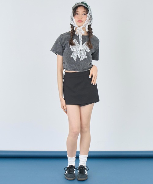 ANAP(アナップ)の「レース リボン ピグメント サイド シャーリング Tシャツ(Tシャツ/カットソー・レディース・スミクロ/ホワイト・FREE)」の22枚目の写真