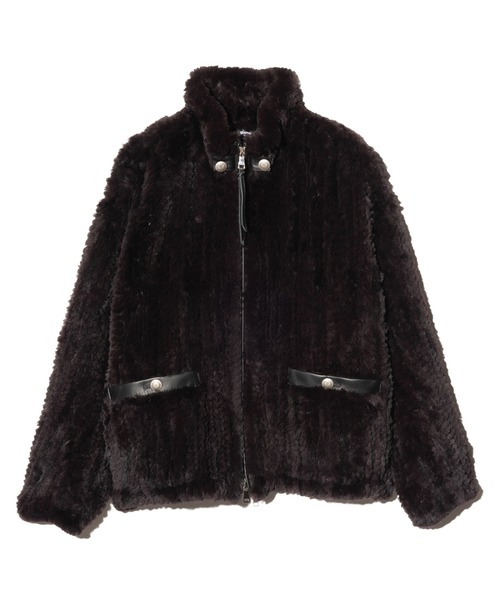 新品【ジェイホワイト】定価5.3万円 ラビット ファー　ジャケット　ブラウン Rabbit Fur Jacket / ラビットファージャケット（ブルゾン）｜glamb