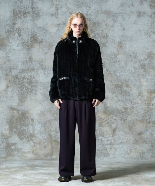 juemi ファーブルゾン ノエミー NOEMIE スタンドネック合皮ベルトユニセックスファーブルゾン