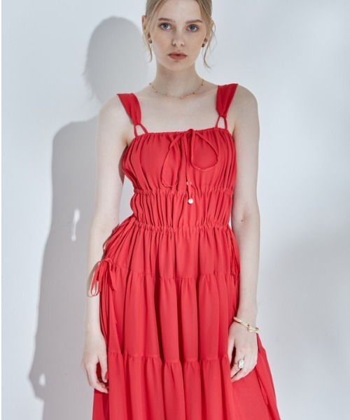 セール】Shirring tiered one-piece シャーリングティアードワンピース