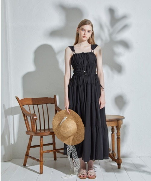 セール】Shirring tiered one-piece シャーリングティアードワンピース