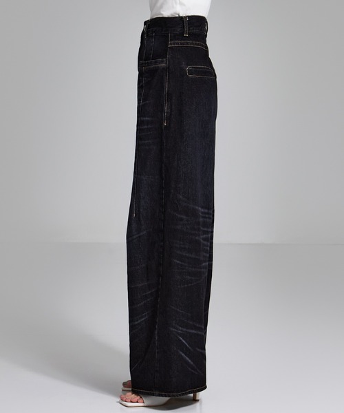 STUDIOUS(ステュディオス)の「【STUDIOUS/ステュディオス】Tucked Wide Leg Jeans/タックワイドレッグデニム(デニムパンツ・レディース・ダークインディゴブルー/ブラック・1/2)」の14枚目の写真