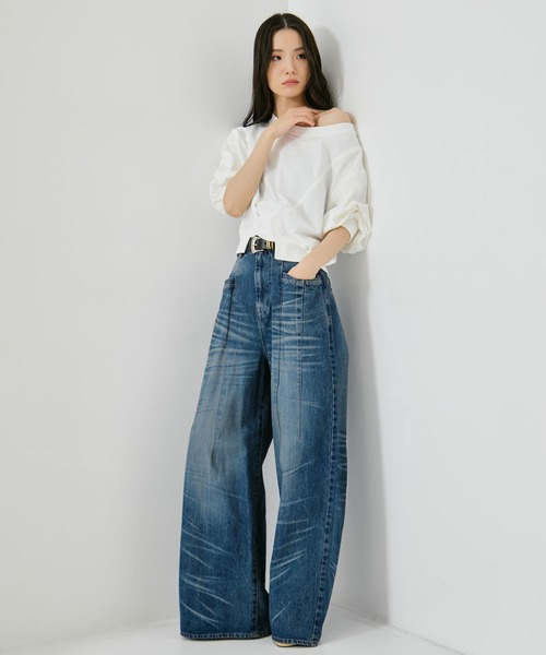 STUDIOUS/ステュディオス】Tucked Wide Leg Jeans/タックワイドレッグ