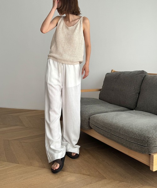 CANAL JEAN（キャナルジーン）の「El mar　コットンナイロンニットタンク（タンクトップ・レディース・ベージュ/ブラック・ONE SIZE）」の5枚目の写真