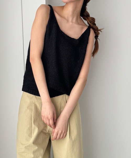 CANAL JEAN（キャナルジーン）の「El mar　コットンナイロンニットタンク（タンクトップ・レディース・ベージュ/ブラック・ONE SIZE）」の6枚目の写真
