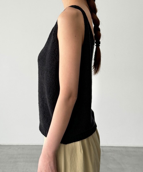 CANAL JEAN（キャナルジーン）の「El mar　コットンナイロンニットタンク（タンクトップ・レディース・ベージュ/ブラック・ONE SIZE）」の10枚目の写真