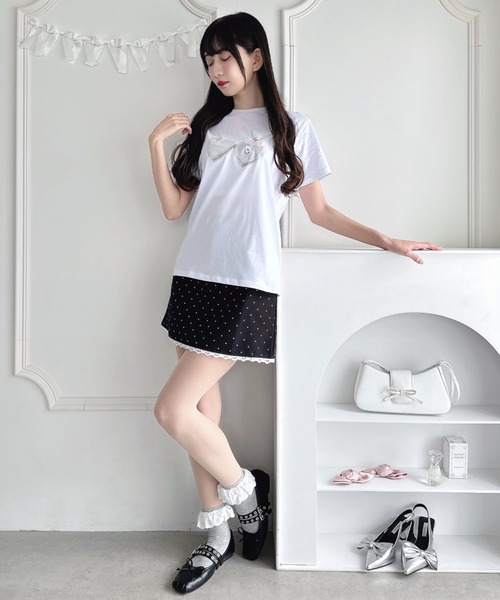 Loueme（ルエム）の「ポルカドットレースミニスカート（スカート・レディース・アイボリー/ブラック・S/M）」の19枚目の写真
