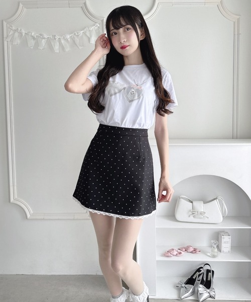 Loueme（ルエム）の「ポルカドットレースミニスカート（スカート・レディース・アイボリー/ブラック・S/M）」の16枚目の写真