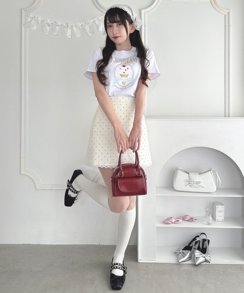 Loueme（ルエム）の「ポルカドットレースミニスカート（スカート・レディース・アイボリー/ブラック・S/M）」の8枚目の写真