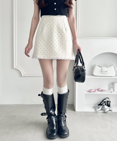 セール】ポルカドットレースミニスカート（スカート）｜Loueme（ルエム
