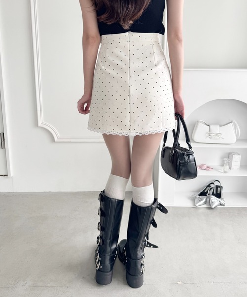 Loueme（ルエム）の「ポルカドットレースミニスカート（スカート・レディース・アイボリー/ブラック・S/M）」の14枚目の写真