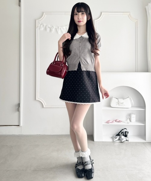 Loueme（ルエム）の「ポルカドットレースミニスカート（スカート・レディース・アイボリー/ブラック・S/M）」の22枚目の写真