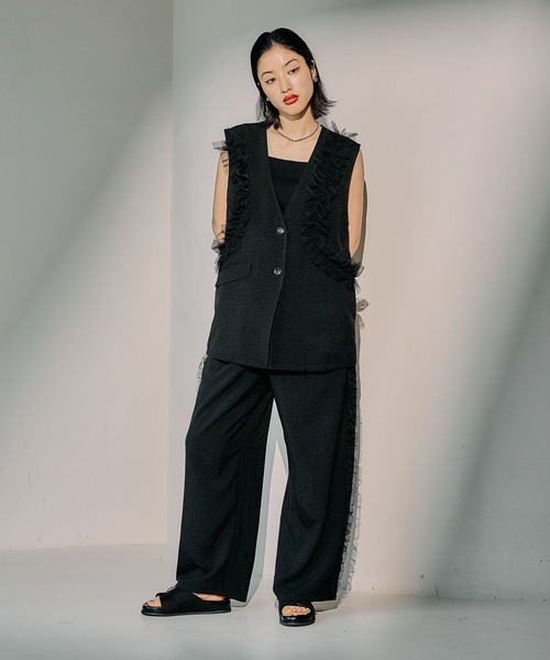 LEPSIM(レプシィム)の「《リネンライクドライシリーズ》サイドフリルパンツ 490445(その他パンツ・レディース・チャコールグレー/ブラック/カーキブラウン・FREE)」の6枚目の写真