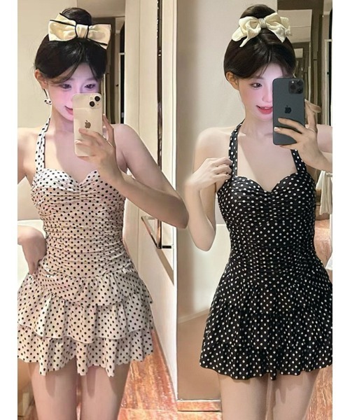 Ritzy(リッツィー)の「ドット柄 フレアスカート ビキニ 水着(水着・レディース・ホワイト/ブラック/レッド・M/L)」の9枚目の写真