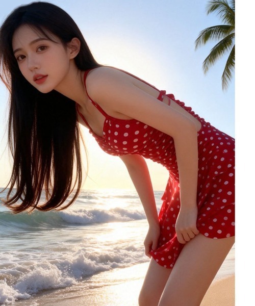 Ritzy(リッツィー)の「ドット柄 フレアスカート ビキニ 水着(水着・レディース・ホワイト/ブラック/レッド・M/L)」の13枚目の写真