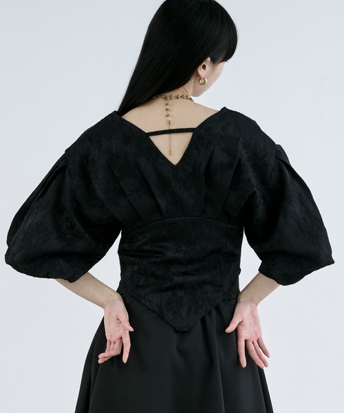 Ezick（エジック）の「balloon corset ジャガードブラウス（シャツ/ブラウス・レディース・オフホワイト/ブラック・FREE）」の22枚目の写真