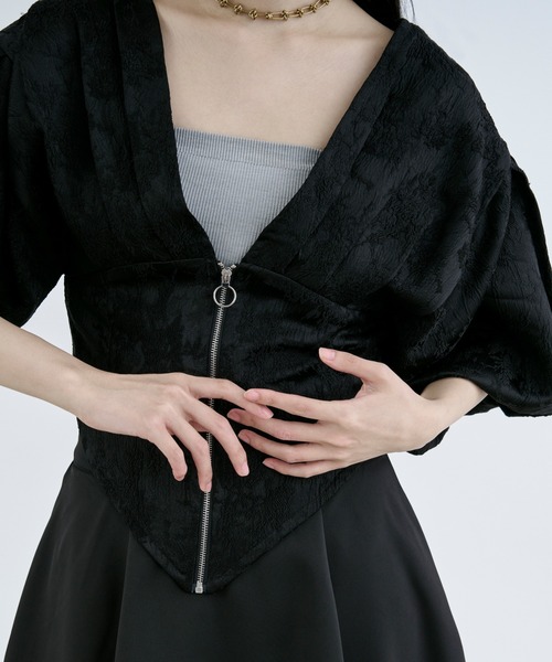 Ezick（エジック）の「balloon corset ジャガードブラウス（シャツ/ブラウス・レディース・オフホワイト/ブラック・FREE）」の5枚目の写真