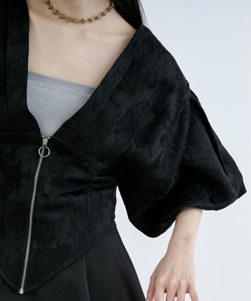 Ezick（エジック）の「balloon corset ジャガードブラウス（シャツ/ブラウス・レディース・オフホワイト/ブラック・FREE）」の6枚目の写真