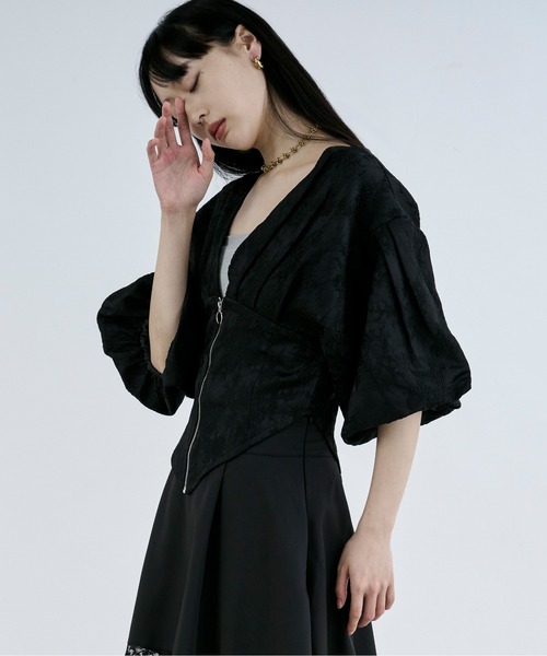 Ezick（エジック）の「balloon corset ジャガードブラウス（シャツ/ブラウス・レディース・オフホワイト/ブラック・FREE）」の10枚目の写真