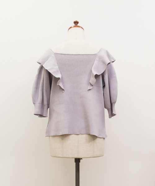 CLETTE(クレット)の「前後2WAYフリルニット(ニット/セーター・レディース・ホワイト/ラベンダー/ブラック・LL/3L/4L)」の19枚目の写真