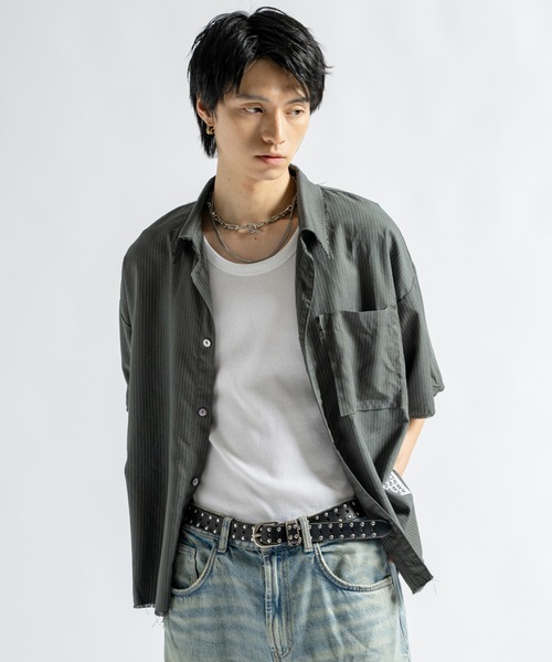 Vintage Design Cutoff Stripe Shirts - ヴィンテージデザインカット