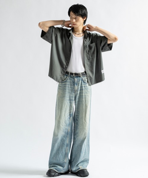 PLAN To(プラントゥ)の「Vintage Design Cutoff Stripe Shirts - ヴィンテージデザインカットオフストライプシャツ(シャツ/ブラウス・メンズ・ホワイト/チャコールグレー・LARGE/MEDIUM/SMALL)」の22枚目の写真