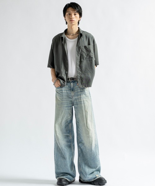 PLAN To(プラントゥ)の「Vintage Design Cutoff Stripe Shirts - ヴィンテージデザインカットオフストライプシャツ(シャツ/ブラウス・メンズ・ホワイト/チャコールグレー・LARGE/MEDIUM/SMALL)」の18枚目の写真