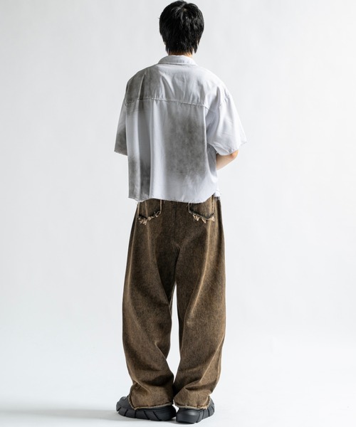 PLAN To(プラントゥ)の「Vintage Design Cutoff Stripe Shirts - ヴィンテージデザインカットオフストライプシャツ(シャツ/ブラウス・メンズ・ホワイト/チャコールグレー・LARGE/MEDIUM/SMALL)」の16枚目の写真