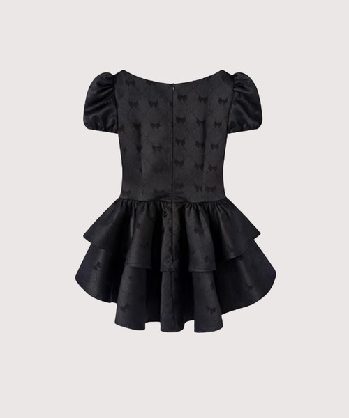 LA POMME petit(ラポミ・プチ)の「Lace Deco Ribbon Emboss Dress(ワンピース・レディース・ブラック・SMALL/MEDIUM)」の2枚目の写真