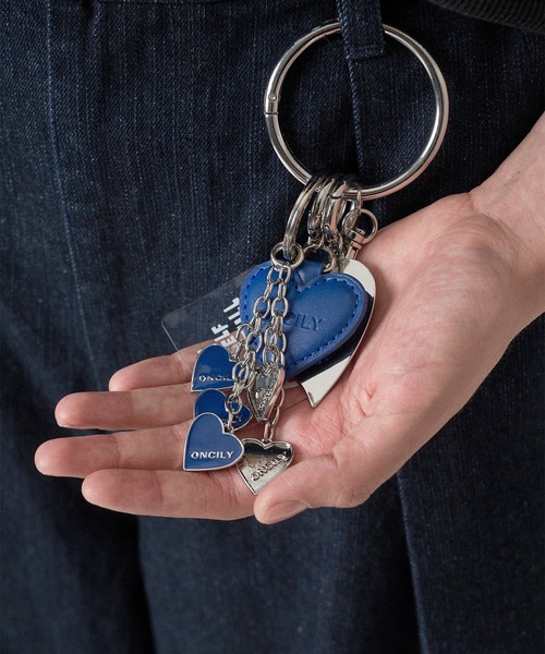 ONCILY ハートモチーフキーリング　ブルー・レッドセット ONCILY キーホルダー HEART MOTIF KEYRING / ハートモチーフ