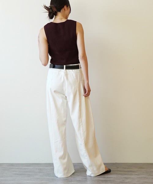 gossip!ロサンゼルス(ゴシップロサンゼルス)の「プリーツウォッシュ ワイドレッグデニム(デニムパンツ・レディース・ライトブルー/ホワイト・S/M)」の7枚目の写真