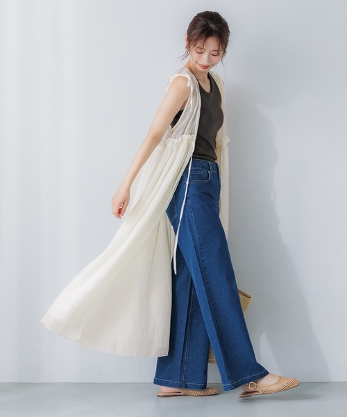 coca（coca）（コカ）の「シアーギャザーロングジレ（ワンピース・レディース・ブラック/アイボリー・ONE SIZE）」の11枚目の写真